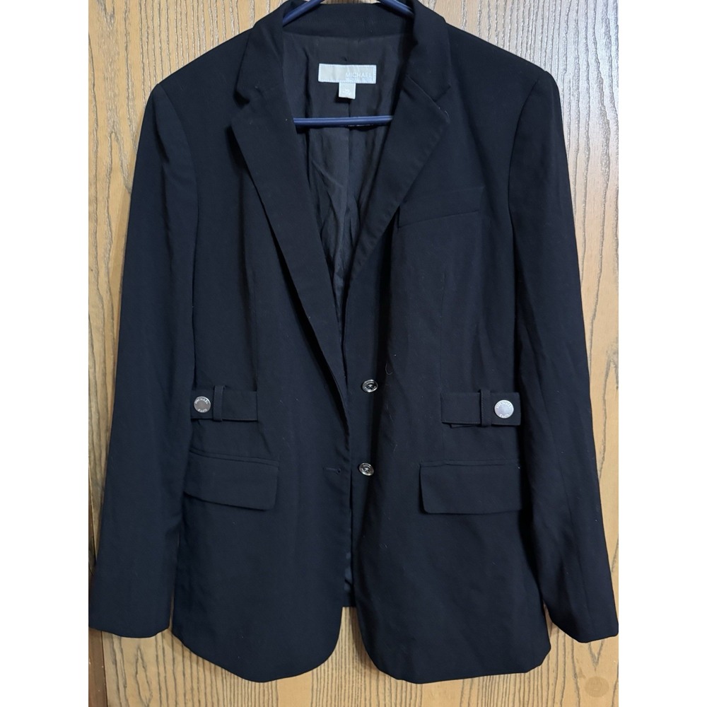Michael‎ Kors Black Blazer Size 10 Women's Business Casual Jacket Gold Buttons